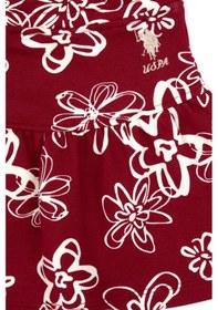 Resim U.S. Polo Assn. Kız Çocuk Koyu Frambuaz Çiçek Desenli Örme Etek 50317971-VR104 