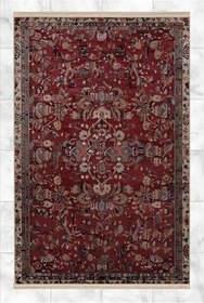 Resim rugs modern Mira Vintage Bej Kırmızı Geleneksel Temalı Desenli Dokuma Taban Yıkanabilir Halı miravintage08, 150 x 300 