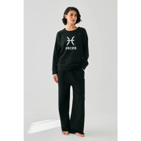 Resim Moda Kadın Siyah Balık Burcu Oversize 2 Iplik Eşofman Ev Giyim Takımı Beruflic 