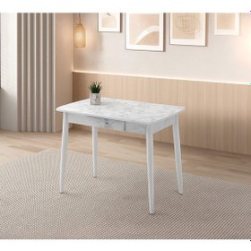 Resim Ortadan Açılır Büyüyen Ahşap Yemek Masası Mermer Desenli 70x120cm 