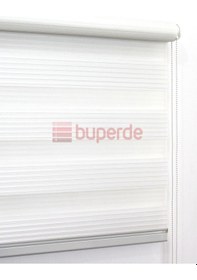 Resim Buperde Beyaz Dar Pilise Pliseli Zebra Stor Perde 