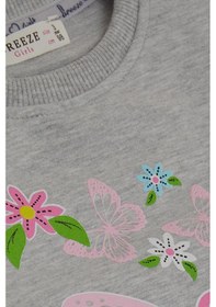 Resim Breeze Kız Çocuk Sweatshirt Kelebek Baskılı 3-8 Yaş, Açık Gri Melanj-açık Gri Melanj Açık Gri Melanj 