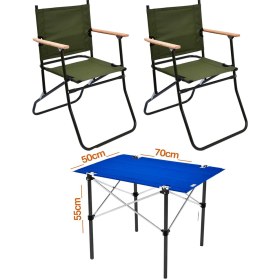 Resim 2 Adet 120 Kg Kapasiteli Katlanır Kamp Sandalyesi Ve 50x70 Kamp Masası Seti-2-as-5070-m Çok Renkli 
