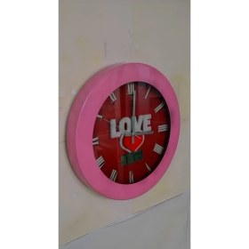 Resim Bahat Isı Ölçer Termometreli Metal Pembe Love Salon Ofis Duvar Saati 36 cm 