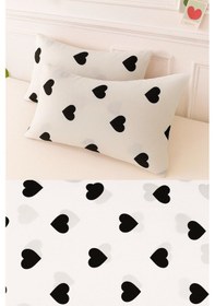 Resim Desenli Pamuklu Kalpli Desen Yastık Kılıfı 2 Adet 50 X 70 Cm Kahverengi 