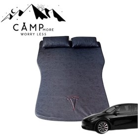 Resim Tesla Model Y Nubuk Tek Parça Kamp Yatağı Ve İki Adet Yastığıyla 