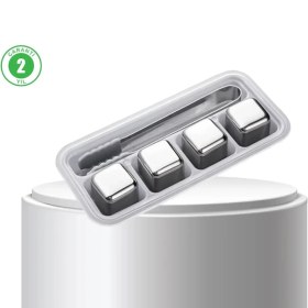 Resim Ulu Pazarlama Paslanmaz Çelik Metal Buz Küpü Seti Sulandırmadan Soğutma ve Klips Dahil 