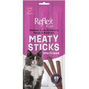 Resim Reflex Cat Stick Tavuk ve Kızılcıklı Etli Tahılsız Kedi Ödül Çubukları 5 Gr x 3 Stick 