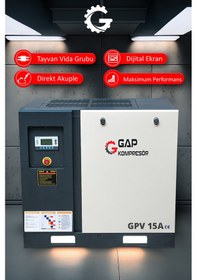 Resim Gap Kompresör Vidalı Hava Kompresörü 15 HP Tek Makine GPV15a 