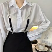 Resim Kadınlar için Şık İnci & Taşlı Zincir Askılar - Elastik, Ayarlanabilir Moda Aksesuarı 