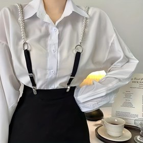 Resim Kadınlar için Şık İnci & Taşlı Zincir Askılar - Elastik, Ayarlanabilir Moda Aksesuarı 