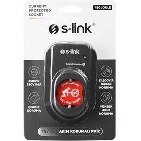 Resim Mena Rise Sl-06 Tekli Akım Korumalı Priz 16A 3500W 450 Joule Çocuk Koruma 