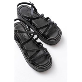 Resim 861-1029 Siyah Dolgu Kadın Sandalet Çok Renkli 