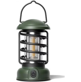Resim Madfox Vintage Glamping Kamp Lambası 300 Lümen Yeşil Renk Pilli Yeşil 