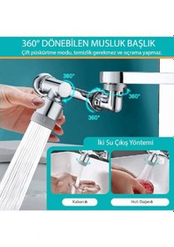 Resim Yenilzd Robotik Kol Mutfak Banyo Musluk Başlığı 1080 Derece Döneb 