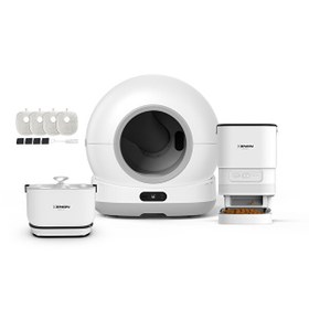 Resim Xenon Smart Akıllı Kameralı Kedi Tuvaleti Çelik Kaseli Mama Kabı Bataryalı Su Pınarı ve Filtre 4'lü Pet Seti 