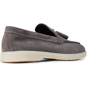 Resim Deery Erkek Hakiki Süet Gri Püsküllü Loafer - 02027mgrıc01 
