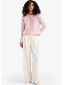 Resim Defacto Regular Fit Bisiklet Yaka Hırka F7163ax25hspn189 Pembe 