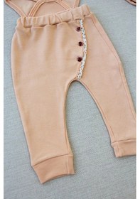 Resim 3-6 6-9 9-12 Ay Şarkıcı Kuşlar Nakışlı Bandanalı Uzun Kollu Zıbınlı 3lü Kız Bebek Takımı Buğday Buğday 