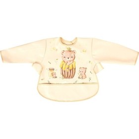 Resim Sevi Bebe Kollu Mama Önlüğü - Mutlu Ayılar Bej 