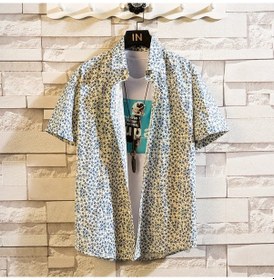 Resim Snapbuy2024 Yeni Erkek Kısa Kollu 3d Baskılı Gevşek Havai Gömleğiturkuazerkek Turkuaz 