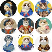 Resim 8 adet DIY Elmas Boyama Seti, Standlı, Kedi Karikatür Resimleri, Bardak Seti, DIY Parlayan Elmas Sanat Ahşap Bardak Seti, Mozaik El Yapımı Nakış Sanatı, Yuvarlak Parlayan Elmaslar, Başlangıçlar ve Yetişkinler İçin Uygun, Festival ve Partiler İçin İdeal Seçim 