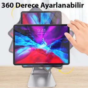 Resim Ally Metal Masa Üstü Standlı Mıknatıslı Tablet Telefon Tutucu 