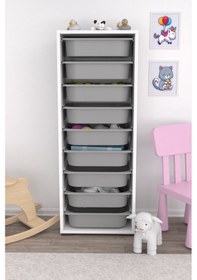 Resim Pratico Zola 9 Sepetli Çok Amaçlı Oyuncak Dolabı Gri 