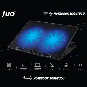 Resim Juo Windy LED Aydınlatmalı Notebook Soğutucu 10-15.6 inç Uyumlu İki Fanlı Ayarlanabilir Yükseklik 