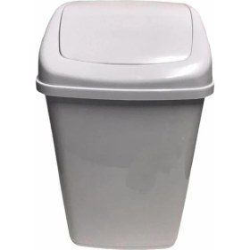 Resim Poly Time Sallanır Kapak Ofis Banyo Mutfak Bahçe Çöp Kutusu Kovası - 10 Litre / Beyaz - 37X24X19 Cm. 