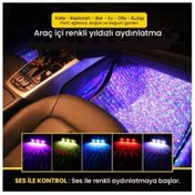 Resim Disko Topu Ayak Altı Led Sese Duyarlı Yıldızlı Atmosfer Işığı Usb Tüm Araçlar 