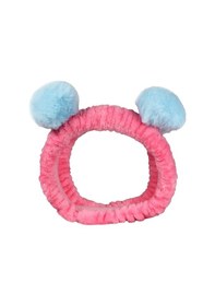 Resim Toyaş Pembe Mavi Ponponlu Peluş Bandana Makyaj Spa Saç Bandı Çok Renkli 