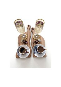 Resim Doğal Ahşap Kayın Ağacı Kesme Ve Sunum Tahtası 2'li Set Ahşap 