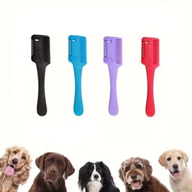 Resim Çok Amaçlı Evcil Hayvan Bakım Tarağı - Köpekler ve Kediler için Çift Amaçlı Tüy Alma & Kesme Aracı, Uzun Tüyler için İdeal, Dayanıklı ABS Malzeme, Çok Renk Seçenekleri 