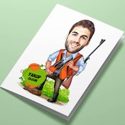 Resim Avcı Erkek Karikatürlü Tebrik Kartı 