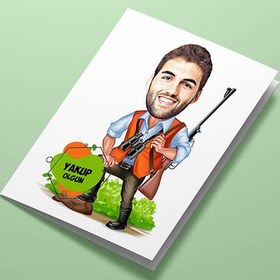 Resim Avcı Erkek Karikatürlü Tebrik Kartı 