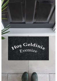 Resim Balkon Ve Iç Dış Kapı Yıkanabilir Nem Alıcı Toz Alıcı Halı Kapı Önü Paspası Türkçe Hoş Geldiniz Açık Gri 