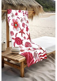 Resim Dijital Baskı Plaj Deniz Havlusu Kaplumbağa Ve Deniz Yıldızlı Peştamal Hvl0125 Renkli 