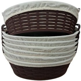 Resim Bora Plastik Bora Plastikhasır Desenli Ekmek Sepeti Oval No:2 Bez Kahverengi 