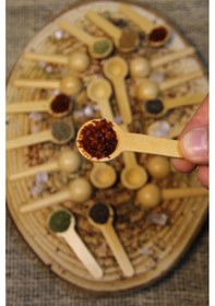 Resim 12 Adet Ahşap Baharatlık - Ölçek Kaşığı - Ahşap Kaşık 7 Cm 