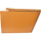 Resim Turkuaz Mat Turuncu Kanalsız Asma Klozet+Soft Kapak WH-815+CS-24 