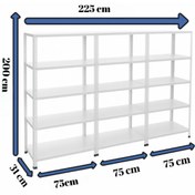 Resim RafBurada 5 Katlı 3'lü Galvaniz Çelik Raf - Depo, Arşiv, Kiler, Dosya, Market Rafı 31x75 Cm-200 Cm-1.00 Mm 