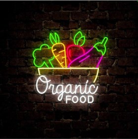 Resim Organic Food Yazılı Ve Şekilli Neon Tabela Çok Renkli 