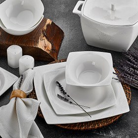 Resim Aryıldız Bone Square Porselen 60 Parça 12 Kişilik Yemek Takımı 45001 