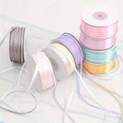 Resim 1 adet ~ 8 adet Renkli 3 mm Genişliğinde 45 m İnce Kurdele Çift Taraflı Polyester Bant Çok Fonksiyonlu DIY Çiçek Hediye Başlık El Yapımı Renkli Kurdele 