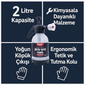 Resim Mena Rise SMX Köpük Yapıcı Pompa 2 Litre Kapasiteli Boş Şişe,Kimyasal Dayanımlı Basınçlı Pompa, Ergonomik Kull 