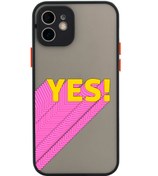 Resim butikcase Iphone 11 Uyumlu Kamera Lens Korumalı Yes Desenli Siyah Telefon Kılıfı 