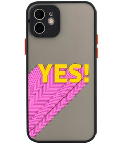 Resim butikcase Iphone 11 Uyumlu Kamera Lens Korumalı Yes Desenli Siyah Telefon Kılıfı 