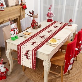Resim 1 adet Geyik Noel Masa Runner - 180.01x35.0 cm Polyester, Kar Taneleri ve Geyik Tasarımı ile Şenlikli Mutlu Noel Dekoru, Tatil Toplantıları, Yeni Yıl Hediyeleri ve Mevsimlik Ev Dekoru için Mükemmel, Noel Dekoru 