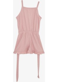 Resim Breeze Kız Çocuk Şortlu Tulum Düğmeli Beli Kuşaklı 4-9 Yaş, Gülkurusu-gülkurusu Gülkurusu 